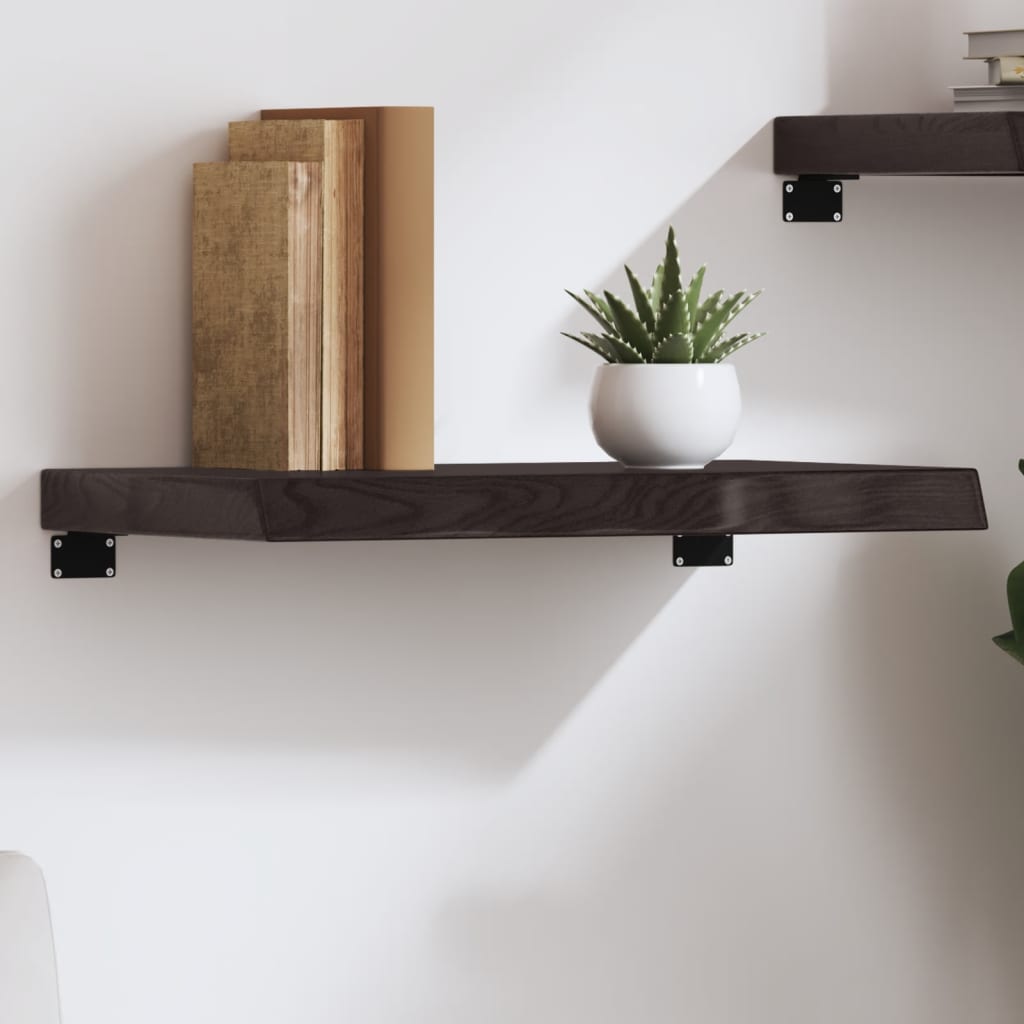 vidaXL Wall Shelf Dark Brown 60 X 40 X (2 6) Cm Solid Oak Wood Treated