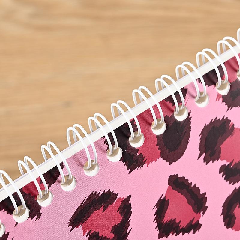 High-Value A5 Spiral Notebook Leopard Print Glossy Release Paper Cover Coil Release Design Includes Notebook Sticker Storage