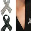 Simple Alloy Black White Ribbon Pin Badge Brooch Funerals Memorial Pin Mourning Badge Suit Clothing Jewelry Accessories