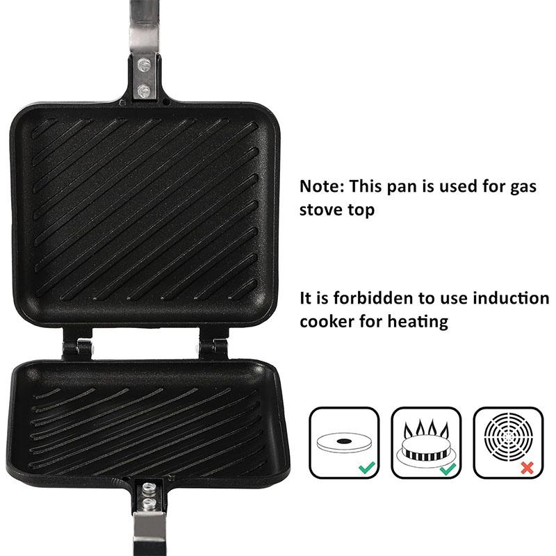 Sandwich Maker Grilled Sandwich Panini Maker Pan with Non-Stick Plates Stovetop Toasted Sandwich Maker Aluminum Flip Pan JT