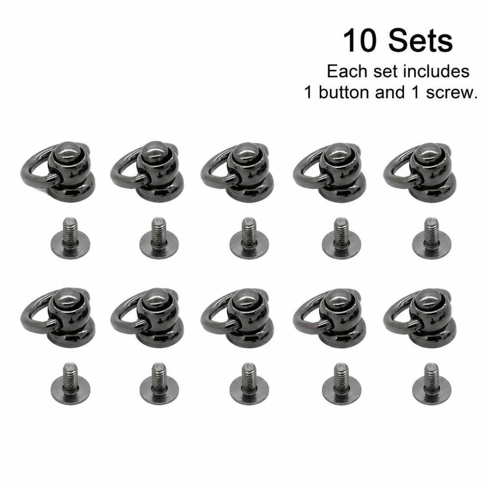 10pcs Matte D Ring Rotatable Stud Rivets Screws Fashion Stud Screw Kit Wallet
