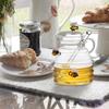Honigglas 400ML Glas Honigflasche Transparent Lebensmittelgeeigneter Behälter mit Honiglöffel und Deckel für Hochzeitsgeschenke Backzutat