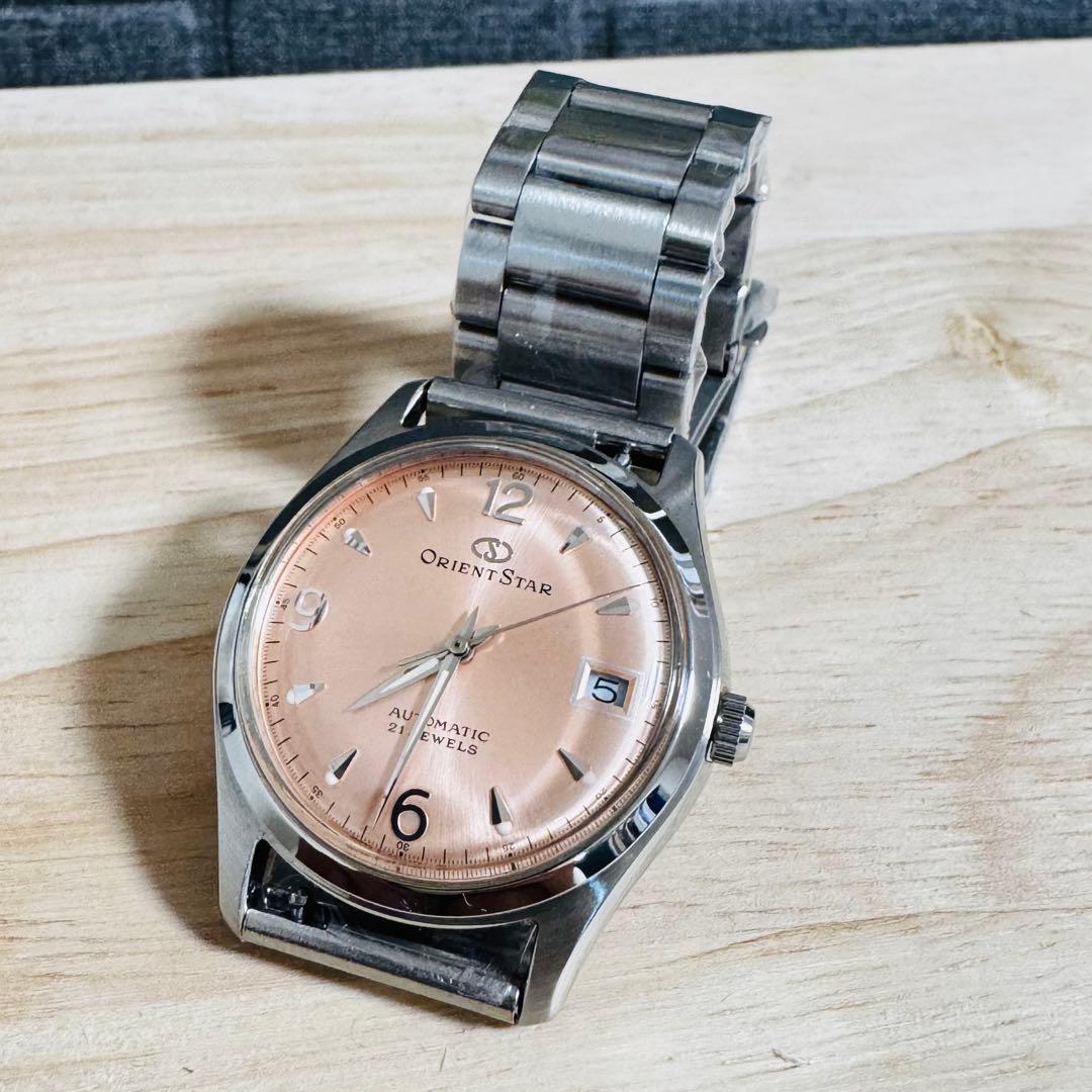 Used ORIENT STAR automatic watch salmon pink dial