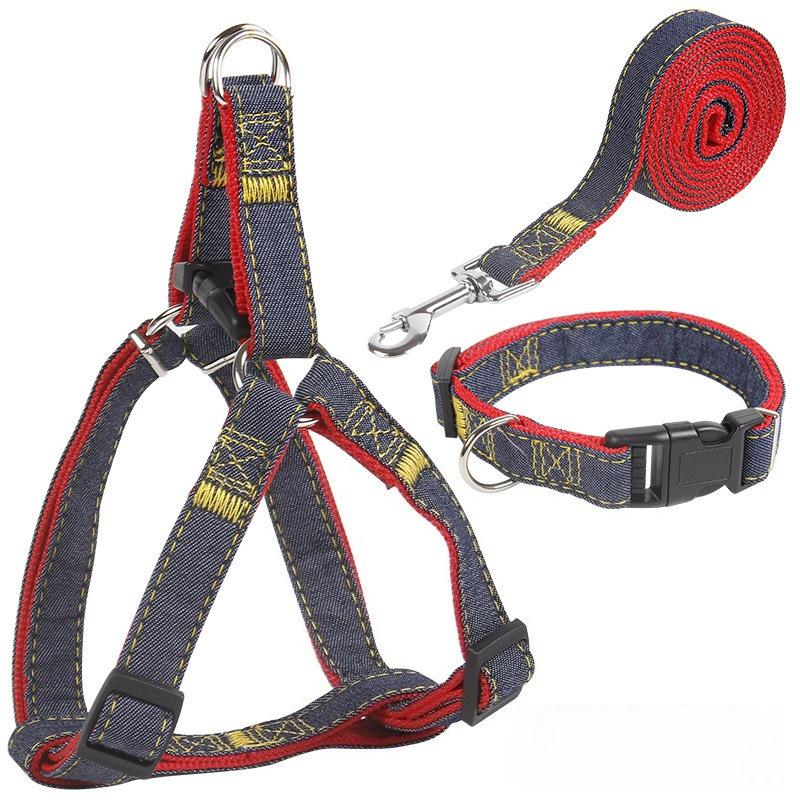

New Pet Leash and Harness Set Dog Adjustable Collar Set Pet Lead Vest Small Medium Large for Walking Training Dog Accessories XS Suit 1.5-4KG красный