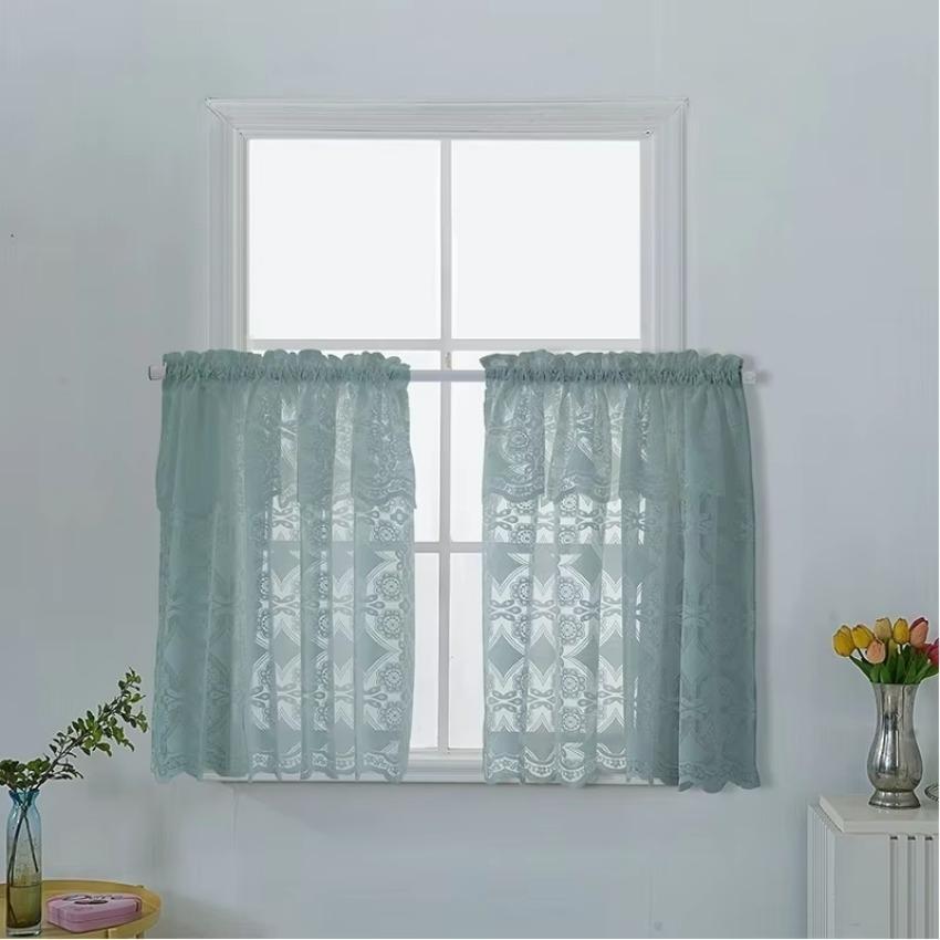 1 Pcs Kitchen Lace Window Screen Curtain Coffee Short Curtain Small Wear for Home Dormitory Bed