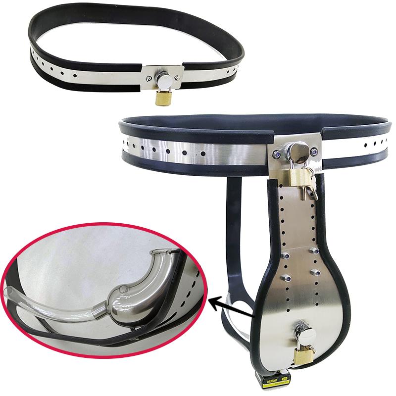 Male T-Type Stainless Steel Chastity Belt BDSM Bondage Metal Underwear Adult Games Sex Toys for Men Chastity Lock Erotic
