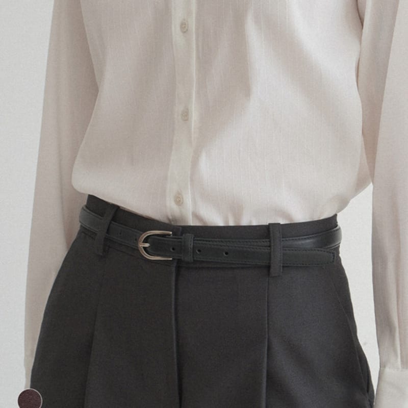 

BASIKA Однотонный тонкий ремень из коровьей кожи_2 цвета BROWN