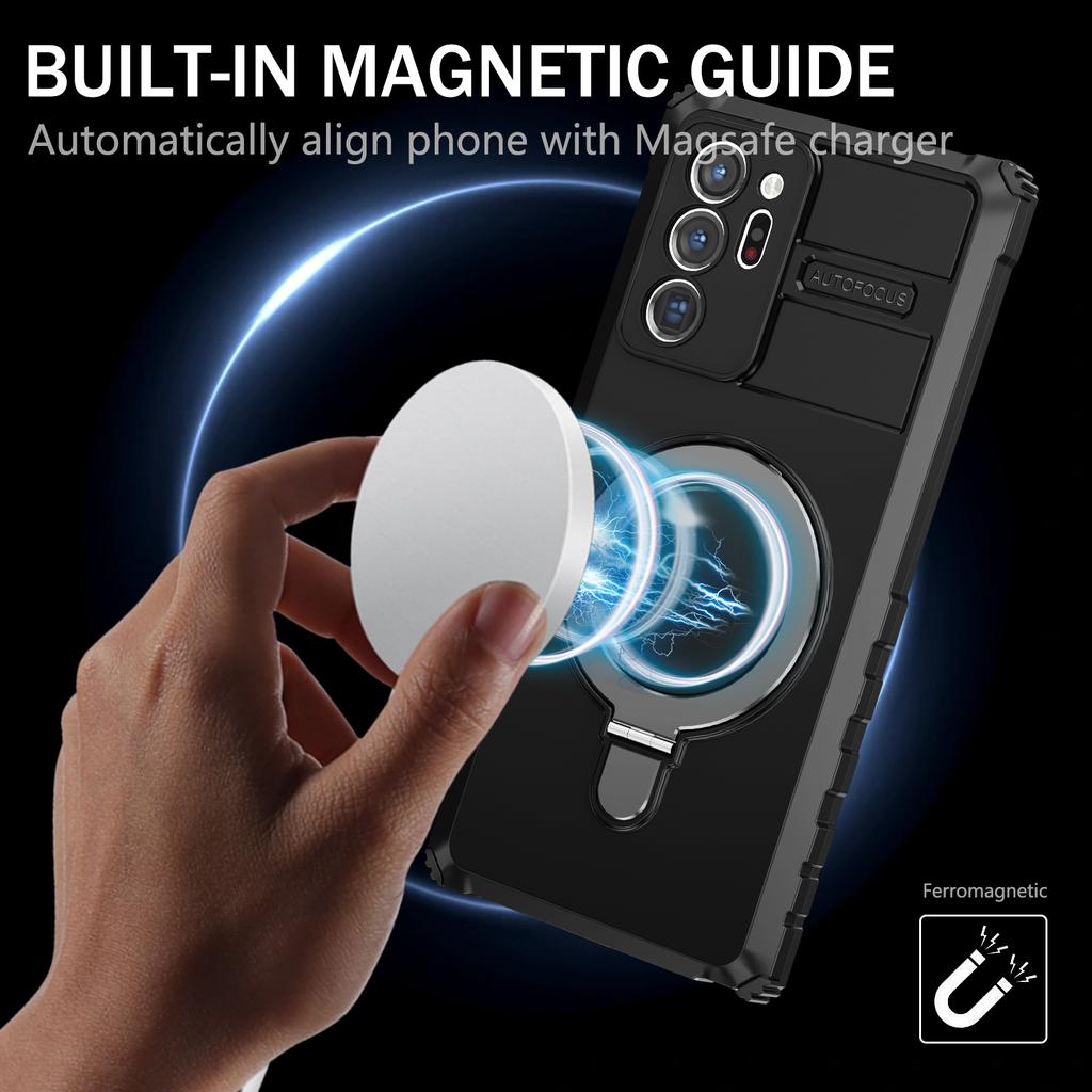 Magnetic Phone Case for Samsung Galaxy Note20 Ultra/Note20 Ultra 5G,Shockproof PC+TPU Kickstand Cover