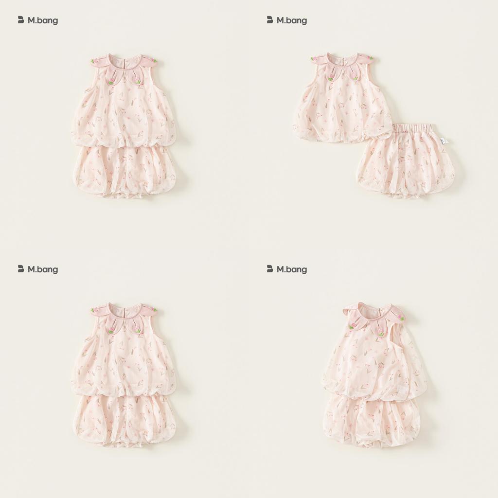 Girl Summer Flower Pattern Sleeveless Shorts Set For Kids 3 To 8 Years