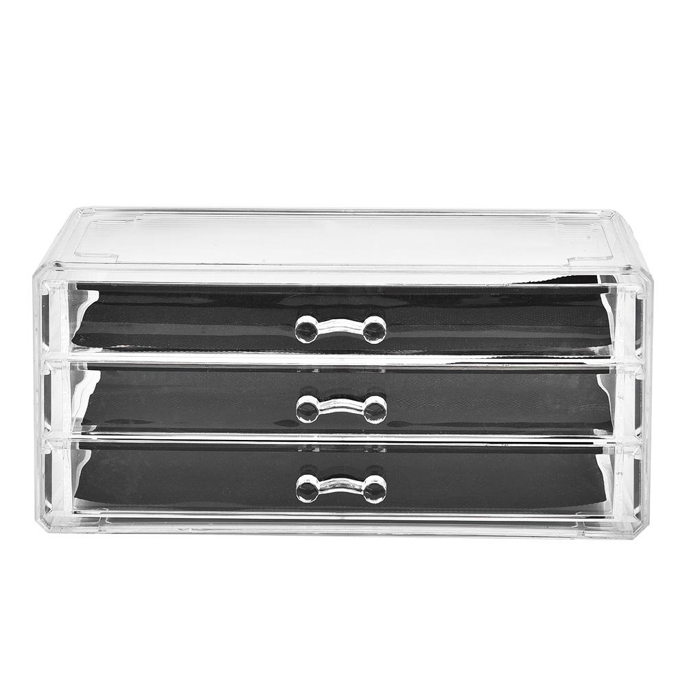 

Three tier Transparent Makeup Desktop Drawers Table Cosmetic Storage Box Holder