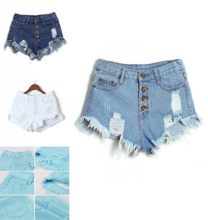 Premium Quality Usa Women High Waisted Washed Ripped Hole Mini Jeans Pants For Stylish Comfort