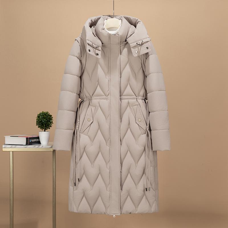European and American Coats Are Light and Long, Thickened and Loose, and Large-size Knee-removable Long-sleeved Down Cotton-padded Jackets.
