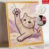 DIY Pearl Bead Art Canvas Cute Cat Pattern Frameless Creative Craft Painting Kit for Relaxing Home Wall Decoration