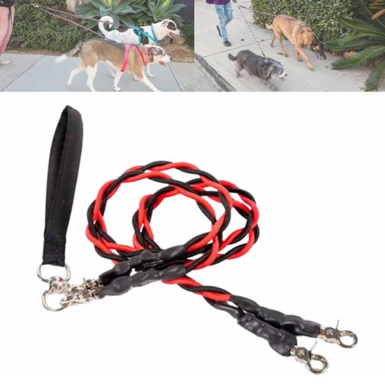 Double Bungee Dog Leash 360-degree Swivel Tangle-Free Dual Dog Leash Shock Absorbing