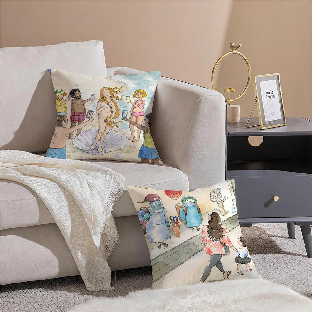 Art Magazine TThe NNew Yorker Cushion Cover Pillowcase Short Plush Invisible Zipper Room Sofa Cushion Cover