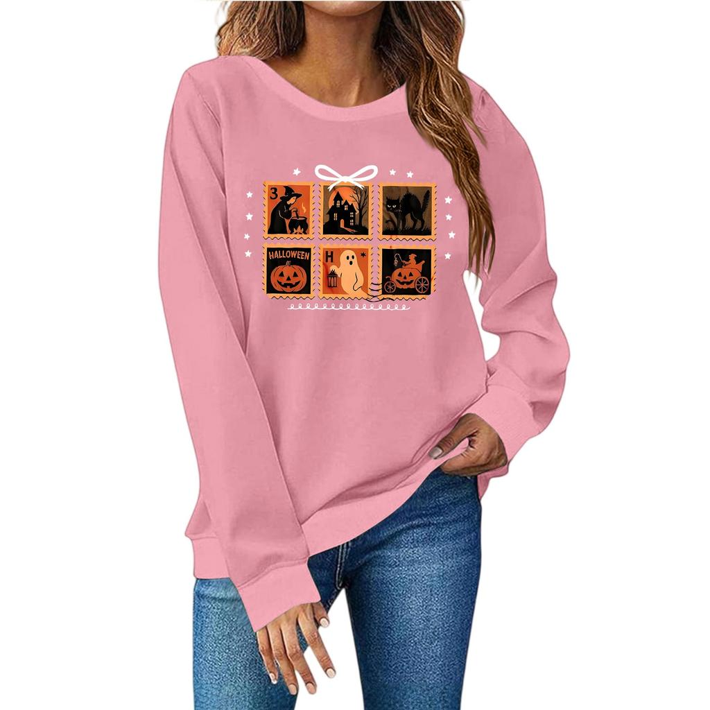 Mote for kvinner, avslappet trykk, avslappet langermet genser med rund hals