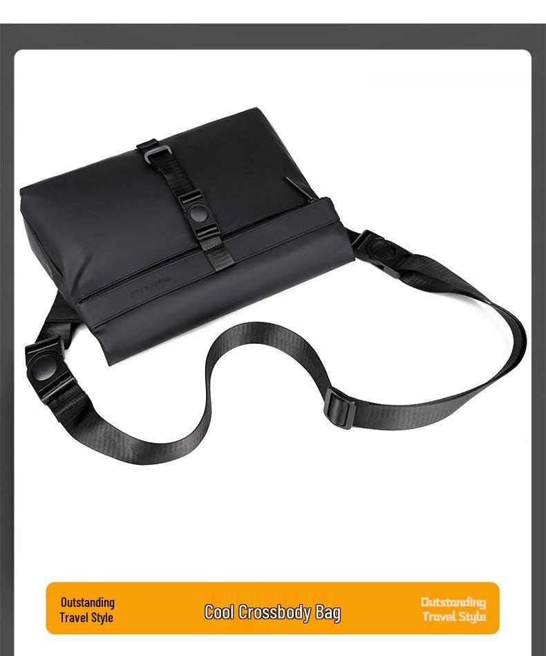 Nordic Minimalist Men's Leather Crossbody Briefcase – Trendy Shoulder Bag for Business Commute