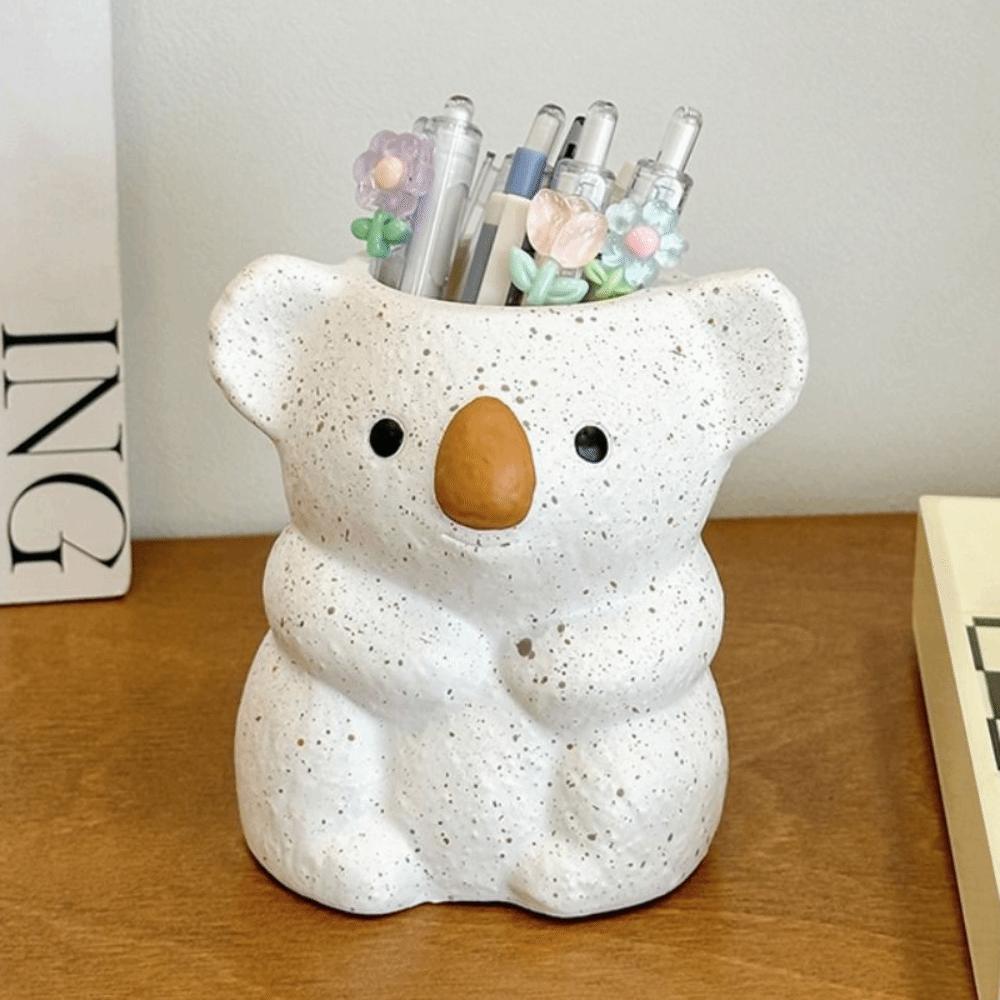 Plastic Koala Storage Box Multi-function Makeup Brush Cylinder Koala Pen Holder  Office