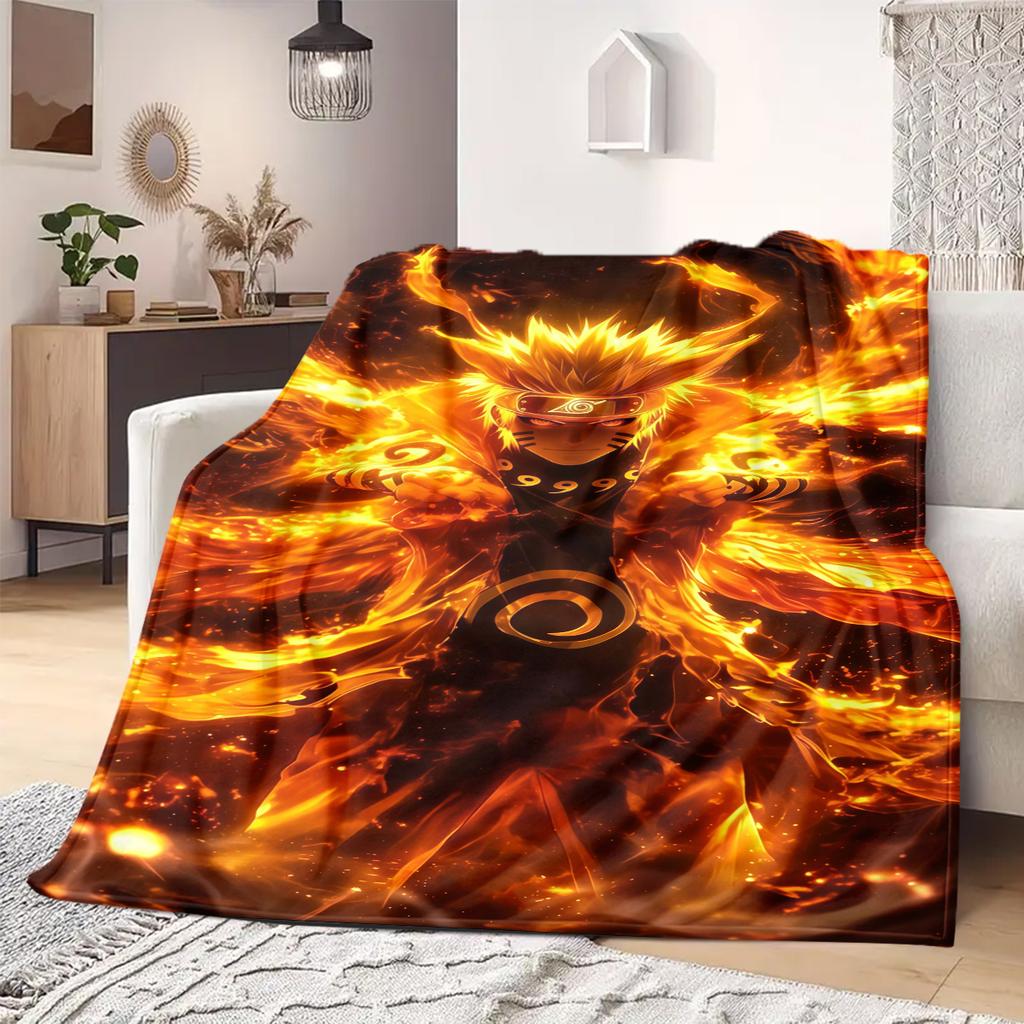 Naruto Cartoon Flannel Blanket Lovely Print For Home Sofa Bed Chair Picnic Travel -HE21