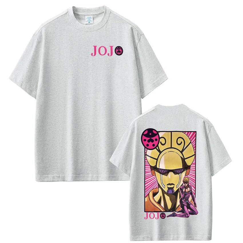 Anime JoJo Bizarre Adventure Giorno Giovanna T Shirts Mens Cotton Tee Shirt Fashion Hip Hop Short Sleeve Tshirts Streetwear