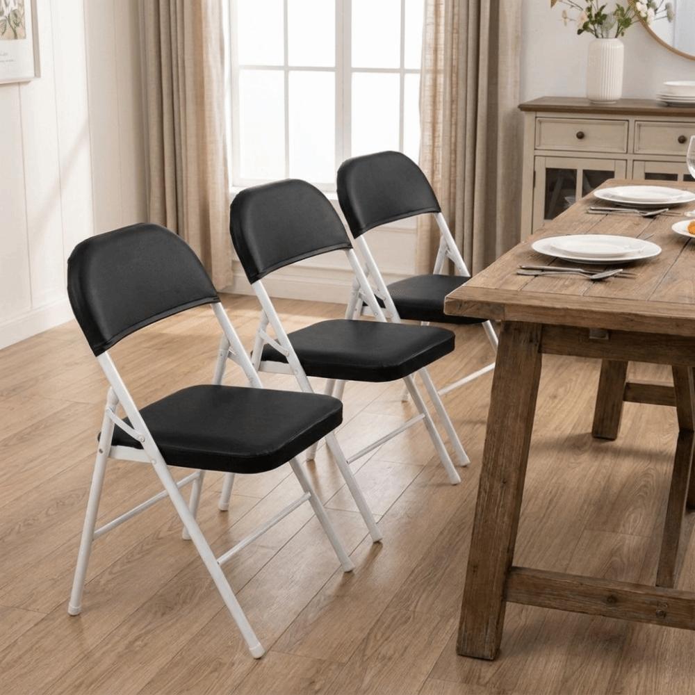 2PCS PU Leather Split Chair Cover Removable Seat and Back Cover Folding Chair Cover Outdoor Wedding