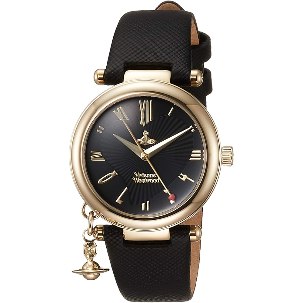 Vivienne Westwood Orb Heart Quartz Watch Black Dial Leather Strap Women s