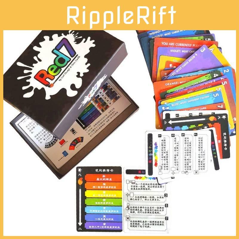 Red 7 Card Game Tabletop With Paper For Party And Family Entertainment