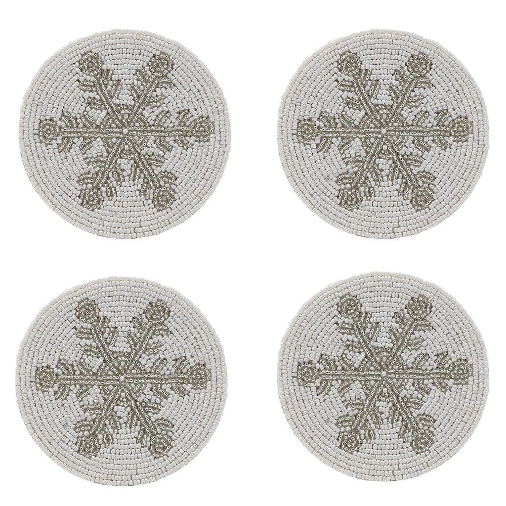 Glass Beaded Snowflake Coasters - Set of 4