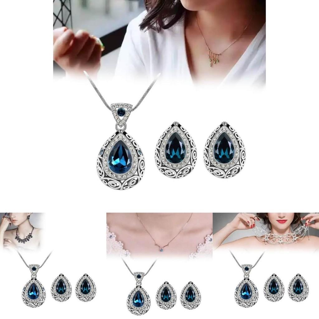 Multicolor Crystal Earring Necklace Pack With Alloy Material For Trendy Women