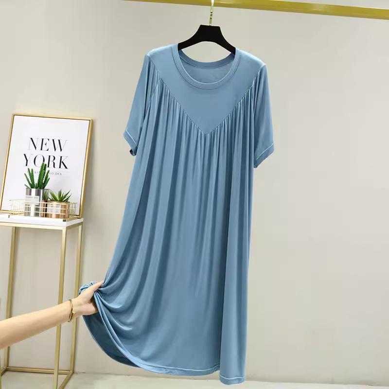 Modal Summer Maternity Lounge Dress: Women's Plus Size Casual Ice Silk Pajamas