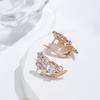 Fashion Natural Zircon Earrings Women  Rose Gold Color Banquet Symmetry Flower Earrings Statement Jewelry Crystal Gift