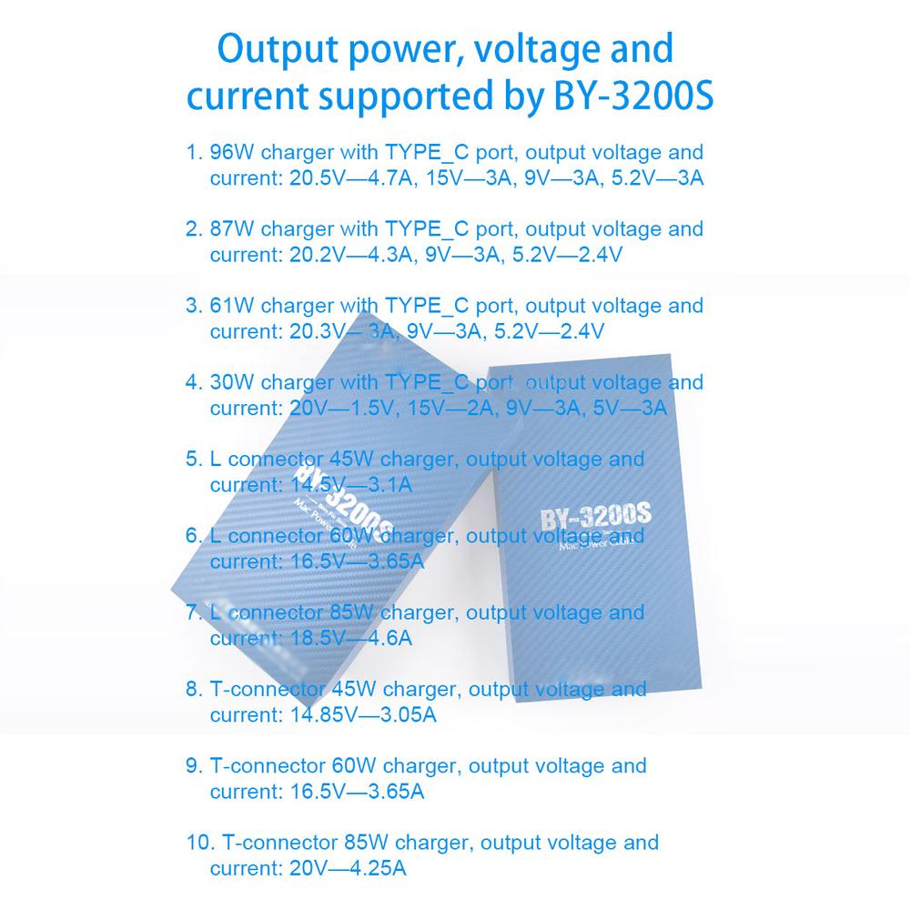 BY 3200S Portable Power Boot Control Line For Macbook 2008 2023 LCD Digital Display USB Quick ReCharger