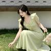 French Skinny Purple Seaside Dress 2026 Summer New Slim Bubble Sleeve Lotus Leaf Edge Collar Long Dress Women