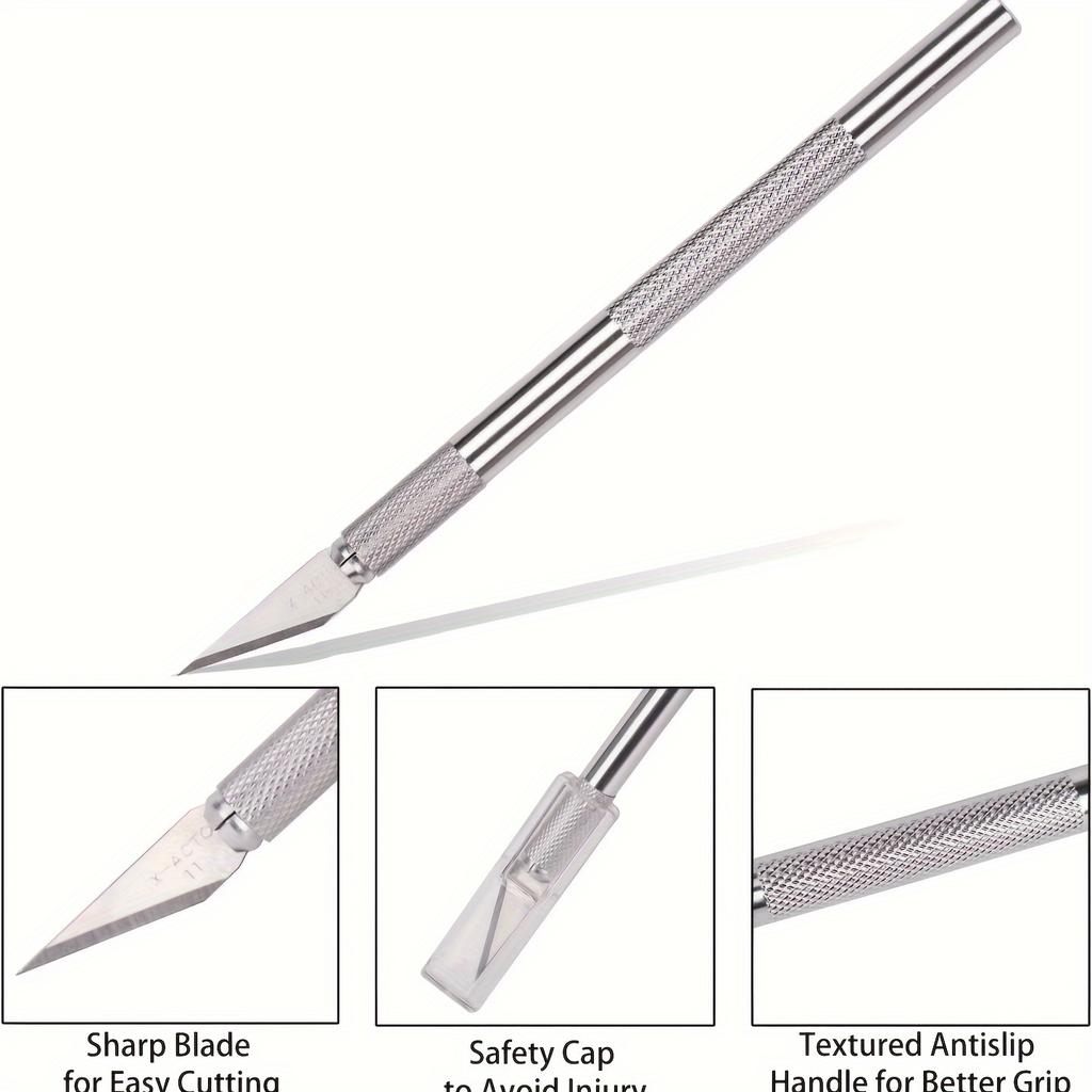 Engraving Non-Slip Metal Knife Kit and 6pcs #11 Blades Cutter Craft Knives for Mobile Phone PCB Repair Hand Tools, Christmas Present