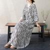 2025 Dame Pluss Størrelse Vår Lang Kjole Løs Basic Trykk Vintage Casual Blomstret Oversize Langermet Maxi