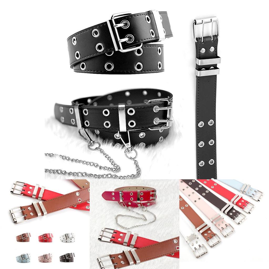 Chic Faux Leather Belt For Casual Denim With Unique Chain Accents Available In Various Fashionable Colors
