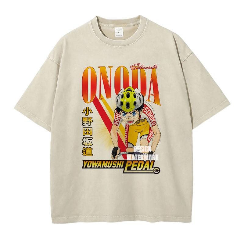 

Anime YYowamushi Pedal Tshirts Oversized Vintage Washed Onoda Sakamichi T Shirt Retro Streetwear Harajuku Tops Tees Unisex Cotton S