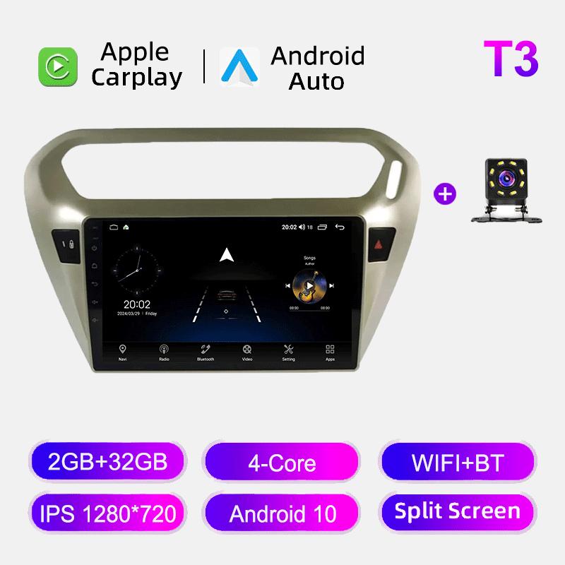 

Автомобильное радио Android Auto Carplay для Peugeot 301 Citroen Elysee 2014-2016 Мультимедийный проигрыватель Головное устройство Стерео GPS Навигация BT WIFI 2+32 ГБ 2+32GB серебряный