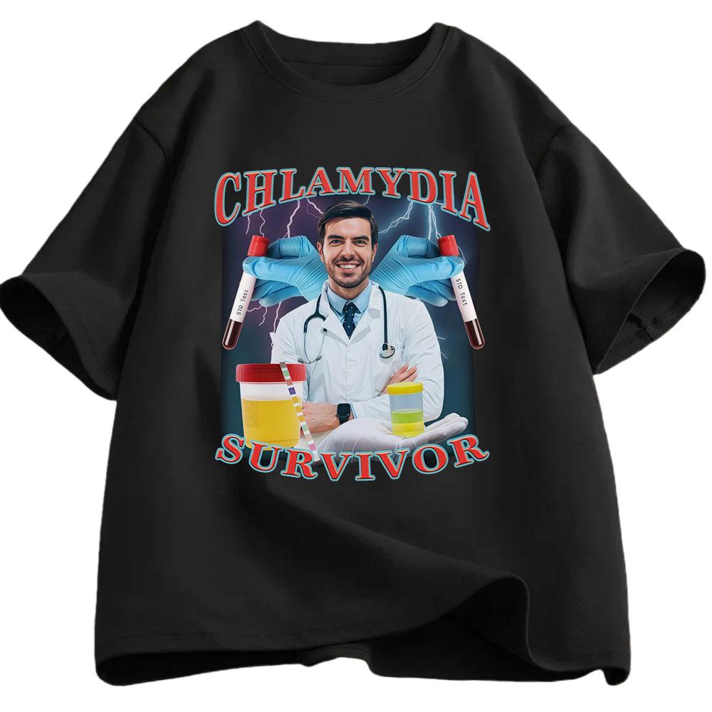 Chlamydia Survivor Fun Tshirt Mens Womens Casual Cotton Tshirt Fashion Humorous Oversized Short Sleeve Tshirt Mens Tshirt M