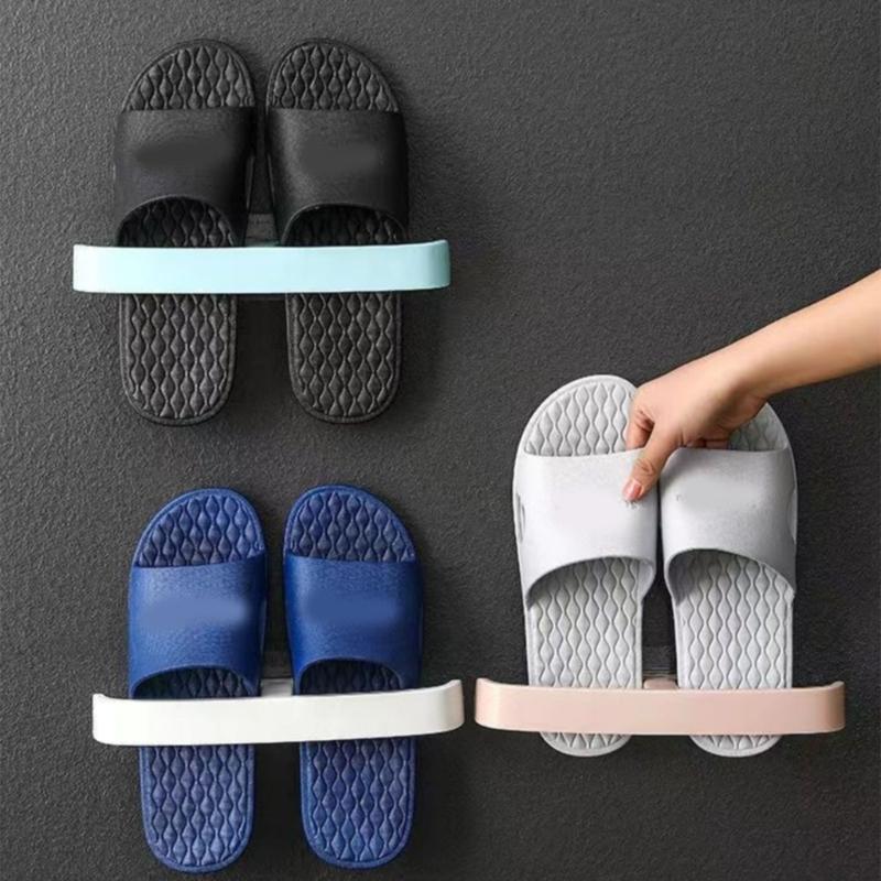 Plastic Wall Mount Shoe Holder 5Pcs No Drill Installation Water Resistant Design Slipper Hanger Rack for Modern Homes