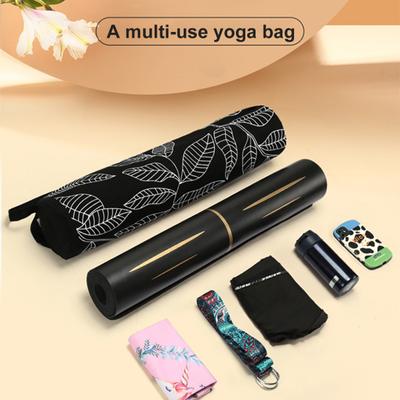 Sports Yoga Bag Large Capacity Leaf Print Non-deformable Store Items Polyester Cotton Canvas