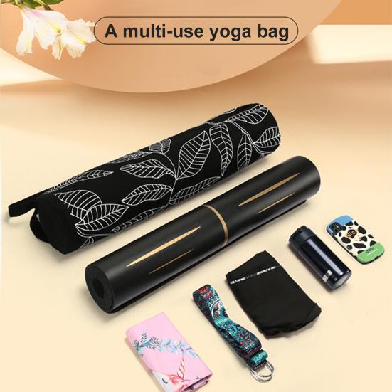 Sports Yoga Bag Large Capacity Leaf Print Non-deformable Store Items Polyester Cotton Canvas