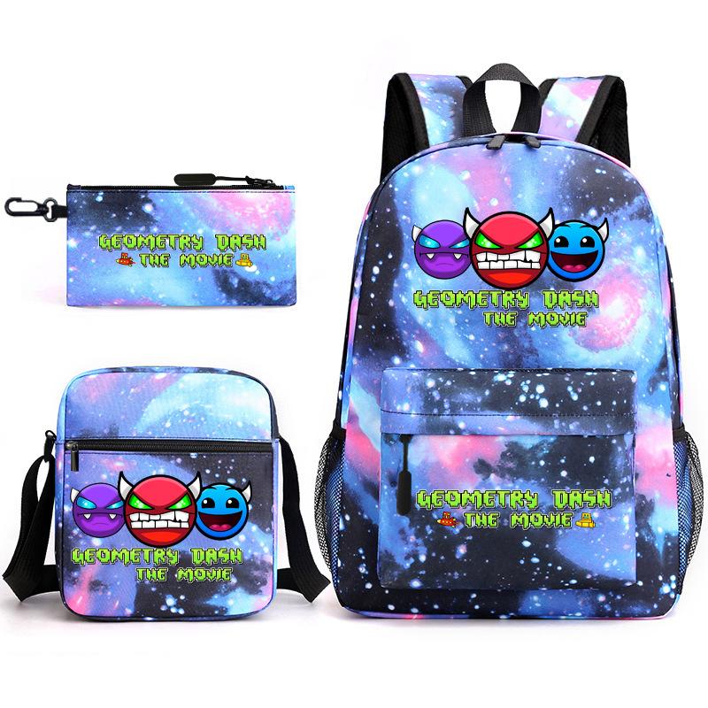 Geometry Sprint Game Backpack Geometry Dash Heat Transfer Backpack Elementary School Bag Leisure Bag