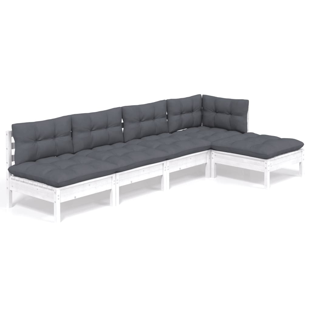 Vidaxl 5-Cz. Garden Lounge Set, With Cushions, White
