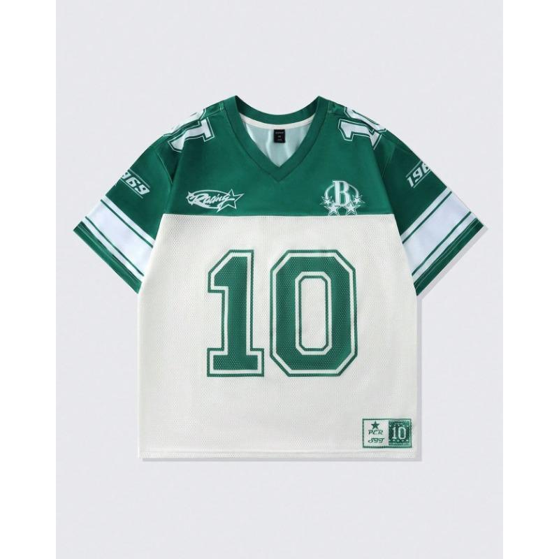 2025 New Men's and Women's Loose T-shirt Comfortable Sports Plus No. 10 Jersey Street Sports Short Sleeves Moto