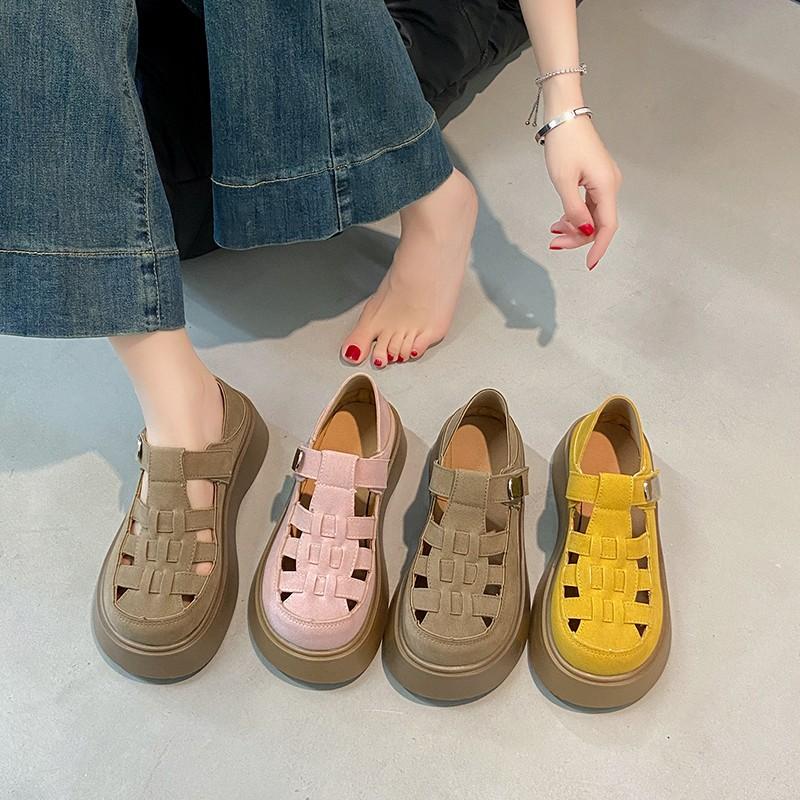 Roman Sandals 2025 Summer Retro Woman Shoes Clogs With Heel Muffins shoe Gladiator Original Girls New Thick Flat Elastic Band