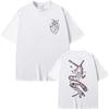 Summer Anatomical Heart Fluid Line Art Double Sided Graphic White TShirt Unisex Oversized Clean Fit Streetwear Cotton Tee
