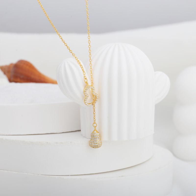 

Ожерелье в национальном стиле с кисточкой из тыквы Niche Tassel, инкрустированной бриллиантами, для женщин с ощущением высокого класса, не выцветающая полая маленькая тыква