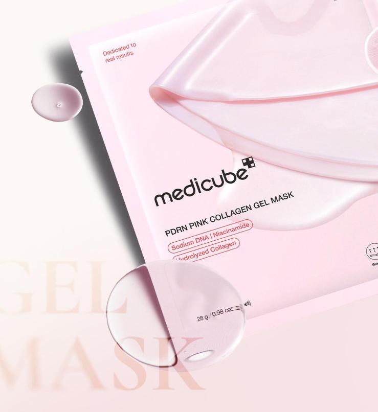 MEDICUBE PDRN Pink Kollagen Gel Maskenpackung 4 Stück - Feuchtigkeitsspendend & Straffend Koreanische Hautpflege