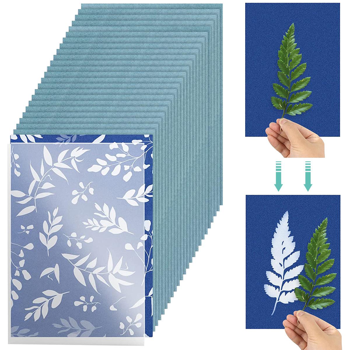 

24pcs/40pcs Sun Print Paper Kit with Acrylic Panel 5.8x8.3 A5 Sun Printing Art Paper Sensitivity Nature Printing Paper for DIY